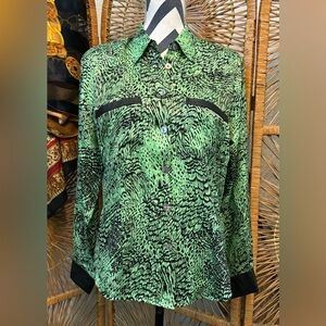 Vintage NWT 80s designer Paolo Santini animal print silk shirt